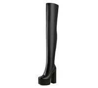 Gueploer Over The Knee Boots for Women, 14Cm Chunky Heel Platform High Thigh Boots for Party, Prom, Daily Life,Black1,3.5 UK