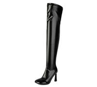 Gueploer Over The Knee Boots Women Stretch Long Thigh Boots with Side Zipper for Daily Life,Black,7 UK