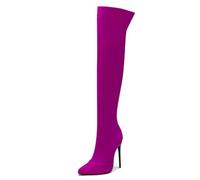 Gueploer Stretch Over The Knee Boots, Women Pointed Thin Heels High Thigh Boots for Party, Daily Life, Banquet,6#,9 UK