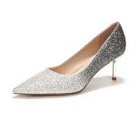Gueploer Women High Heels, Pointed Stiletto Gradient Glitter Party Pumps for Wedding, Banquet, Daily,A,3.5 UK