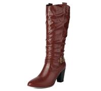 Gueploer Women's Long Boots, Classic Pointed Chunky Heels under The Knee High Boot for Party, Work, Banquet,2,2.5 UK