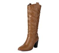 Gueploer Women's Long Boots, Classic Pointed Chunky Heels under The Knee High Boot for Party, Work, Banquet,1,6 UK