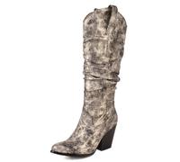 Gueploer Women's Under The Knee Long Boots, Pointed Chunky Heels High Boots for Party, Daily Life,1#,6.5 UK