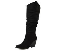 Gueploer Women's Under The Knee Long Boots, Pointed Chunky Heels High Boots for Party, Daily Life,2#,5 UK