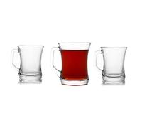 Gürallar Artcraft ZPL404 Zen+ Tea Glasses with Handle Latte Macchiato Cocoa Cay Bardagi Kulplu Set of 3