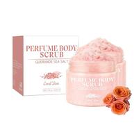 Guerande Sea Salt Perfume Body Scrub, Body Scrub, Exfoliating Face, Exfoliating Body, Moisturising, Vegan, Dead Skin Removal for Women and Men (Coral Rose), Pack of 2
