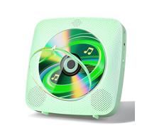 Gueray CD Player Portable: Bluetooth CD Players for Home with Speakers 1800mAh Rechargeable battery Remote Control Removable Dust Cover Wall Mounted CD-Player Supports FM Radio USB AUX Function Green