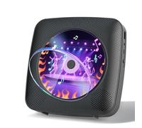 Gueray CD Player Portable: Bluetooth CD Players for Home with Speakers 1800mAh Rechargeable battery Remote Control Removable Dust Cover Wall Mounted CD-Player Supports FM Radio USB AUX Function Black