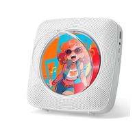 Gueray CD Player Portable: Bluetooth CD Players for Home with Speakers 1800mAh Rechargeable battery Remote Control Removable Dust Cover Wall Mounted CD-Player Supports FM Radio USB AUX Function White