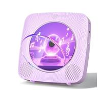 Gueray CD Player Portable: Bluetooth CD Players for Home with Speakers 1800mAh Rechargeable battery Remote Control Removable Dust Cover Wall Mounted CD-Player Supports FM Radio USB AUX Function Purple
