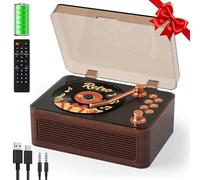 Gueray CD Player Portable Bluetooth Retro CD-Player with Speakers & Radio & Remote Control Support USB/AUX Playback Headphone Jack Walnut