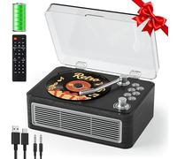 Gueray CD Player Portable Bluetooth Retro CD-Player with Speakers & Radio & Remote Control Support USB/AUX Playback Headphone Jack Ebony