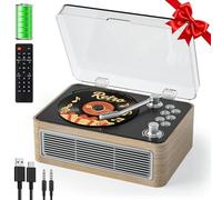 Gueray CD Player Portable Bluetooth Retro CD-Player with Speakers & Radio & Remote Control Support USB/AUX Playback Headphone Jack Oak