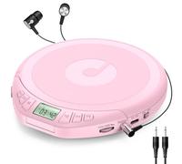 Gueray CD Player Portable Personal CD Players with Headphones LCD Display Anti-Skip Protection HiFi Classic CD Music Player Support PROG Memory Function CD Player for Car Home (Pink)