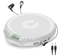 Gueray CD Player Portable Personal CD Players with Headphones LCD Display Anti-Skip Protection HiFi Classic CD Music Player Support PROG Memory Function CD Player for Car Home (White)