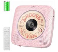 Gueray CD Player Portable with Bluetooth & Speakers & 1800mAh Battery Pink