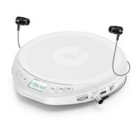 Gueray CD Player Portable with LCD Display & Earphones White | Portable CD Players for Car with Anti-Skip Shockproof Support PROG Memory Function Repeat Playback Sound Effet