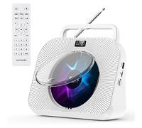 Gueray CD Player with Speakers Radio CD Players with Bluetooth Timer Display Desktop CD Players for Home Audio Boombox Support Sleep Music & Timer USB AUX TF Card Playback