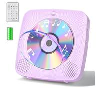 Gueray Desktop CD Player Bluetooth CD Players with Speakers for Home 1800mAh Rechargeable Battery Portable CD Player with AUX USB Headphone Jack FM Radio with LCD Display for Kids Gift (Purple)