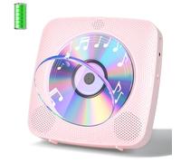 Gueray Desktop CD Player Bluetooth CD Players with Speakers for Home 1800mAh Rechargeable Battery Portable CD Player with AUX USB Headphone Jack FM Radio with LCD Display for Kids Gift (Pink)