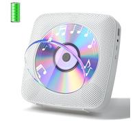 Gueray Desktop CD Player Bluetooth CD Players with Speakers for Home 1800mAh Rechargeable Battery Portable CD Player with AUX USB Headphone Jack FM Radio with LCD Display for Kids Gift (White)