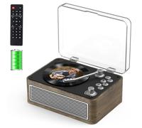 Gueray Portable Bluetooth CD Player with Speakers 3600mAh Rechargeable Vintage CD Player for Home, Retro Ebony Wood CD Players FM Radio with Remote Control, Support USB AUX Playback for Audio