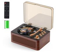 Gueray Portable Bluetooth CD Player with Speakers 3600mAh Rechargeable Vintage CD Player for Home, Retro Walnut Wood CD Players FM Radio with Remote Control, Support USB AUX Playback for Audio