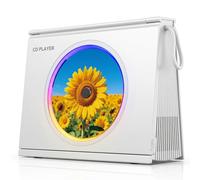 Gueray Portable CD Player Bluetooth 5.3 with Light HiFi Speaker for Home | CD Music Player, 4000mAh Recheageable Battery, Bookshelf Design, LCD Display, Room Decor, Bluetooth Transmitter and Receiver