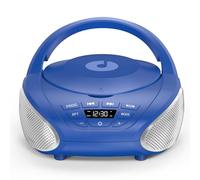 Gueray Portable CD Player Boombox Compact CD Boombox with Stereo Speakers FM Radio 3.5mm AUX Input and Headphone Jack LCD Display for Indoors, Outdoors, Travel & Audiobooks(Blue+Silver)