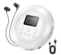 Gueray Portable CD Player Personal CD Players with Headphones LCD Display Anti-Skip Protection HiFi Classic CD Music Player Memory CD Player for Car Home(White)