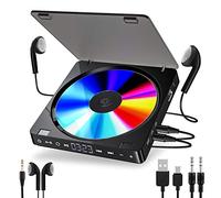 Gueray Portable CD Player with 1200mAh Rechargeable Battery Personal CD Players with Double 3.5mm Headphones Jack Touch Button Disc with Anti-Skip Protection for Children Car Home Travel