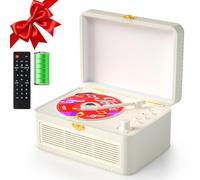 Gueray Portable Leather CD Player with Speakers 3600mAh Rechargeable Bluetooth CD Players for Home Decor, Festival Gift Retro Suitcase Design with Remote Control, Support USB AUX Playback