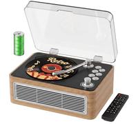 Gueray Retro CD Player Portable with Bluetooth & Speakers & Radio Oak