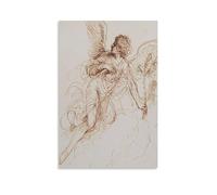 Guercino The Angel of The Annunciation 1646 Pen Poster Canvas Art Poster And Wall Art Picture Print Modern Family Decor Posters 24x36inch(60x90cm)