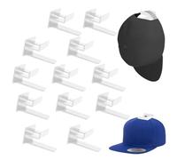 Guerity 12pcs Adhesive Hat Hooks for Wall, Hat Rack for Baseball Cap Holder Hangers Organizer, No Drilling Maximum Load Capacity 2kg (12PCS, White)