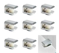 Guerity 12PCS Glass Shelf Brackets, Wall Mounted Support Clip Clamp for 5-8mm Glass Shelves, Polished Finish for Bathroom Cabinet Kitchen (12, Sliver)