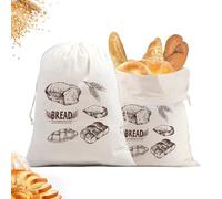 Guerity 2pcs Reusable Bread Bags To Keep Fresh, Cotton Linen Bread Storage Bags for Homemade Breads Storage Bag with Drawstring, 40cm*30cm (Style A)