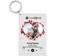 Guerity Customizable Photo Album Music Pictures Picture Frame Keyring - Custom Spotify Music Keychain, Personalised Spotify Keyring Song Album Cover - Gift for Wife Husband Friend (Spotify B)