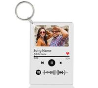 Guerity Personalised Photo Keyring with Spotify Code | Custom Engraved Keychain Clear, Personalized Acrylic Song with Photo Keyring | Gift for Wedding Anniversary Valentines (Spotify A)