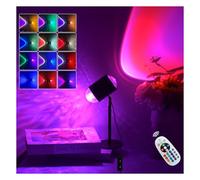 Guermok 2-in-1 Ocean & Sunset Lamp, Sunset Light Projector, DIY Water Ripple Lamp with USB Port, 2 Ways Control Adjustments, for Party Bar Room Background Photography