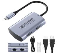 Guermok 4K 60FPS & 1080P 240FPS HDMI Capture Card for Streaming, USB 3.0 to USB-C/A, 4K30 Passthrough, 3.5mm Audio In and Mic Out, Works with Switch 2/1, PS5/4, Quest 3, Xbox, Pad, Mac, PC