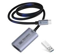 Guermok 4K@60FPS Video Capture Card, 90° USBC Cable, 3.3ft USB 3.0 Capture | 2K@120FPS HDMI to USB C/A Capture Card for Streaming, Works with iPad, MacOS, PC, Quest3, OBS, PS5/4, Switch2/1, Xbox, Camera
