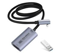 Guermok 4K@60FPS Video Capture Card, L-Shaped USBC, 3.3ft, 2K@120FPS USB3.0 | HDMI to USB C/A Video Capture Card for Live Streaming, Works with iPad/MacOS/PC, Quest3, OBS, PS5/4, Switch2/1, Xbox/Camera