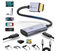 Guermok AR Glasses HDMI to USB-C Display Adapter, 4.9ft 4K@60Hz Play and Charge AR Converter with DC 5V, for XREAL One/Air 2 Pro/RayNeo/Rokid, Switch 2/1, Xbox1, PS4/5, Portable Monitors,Silver