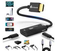 Guermok AR Glasses HDMI to USB-C Display Adapter, 4.9ft 4K@60Hz Play and Charge AR Converter with DC 5V, for XREAL One/Air 2 Pro/RayNeo/Rokid, Switch 2/1, Xbox1, PS4/5, Portable Monitors, Black
