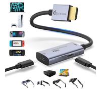 Guermok AR Glasses HDMI to USB-C Display Adapter, 4.9ft 4K@60Hz Play and Charge XR Converter with DC 5V, for XREAL One/Air 2 Pro/RayNeo/Rokid, Steam, Switch 2/1, PS5/4, Portable Monitors, Silver