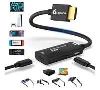 Guermok AR Glasses HDMI to USB-C Display Adapter, 4K@60Hz Play and Charge XR Converter with DC 5V, for XREAL One/Air 2 Pro/RayNeo/Rokid, Steam, Switch2/1, PS5/4, Portable Monitors (Black)