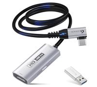 Guermok USB3.0 Video Capture Card for Streaming, PD 100W & 90 Degree USBC & Type C Adapter, 3.3ft 2K@30FPS HDMI to USB A/C Capture Devices for Oculus /Quest3 /Pad/MacOS/Switch /PS5/4