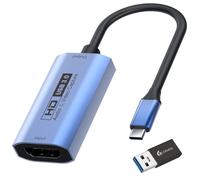 GUERMOK Video Capture Card, USB3.0 HDMI to USB-C Capture Device, 2K@30FPS | Stream & Record Gameplay at 1080P@60FPS, Compatible with Mac OS, Windows, Quest 3, OBS, Zoom, PS5/4, Switch, Xbox (Blue)
