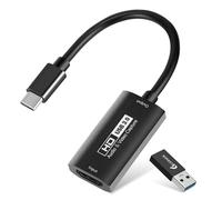 GUERMOK Video Capture Card, USB3.0 HDMI to USB-C Capture Device, 2K@30FPS | Stream & Record Gameplay at 1080P@60FPS, Compatible with Mac OS, Windows, Quest 3, OBS, Zoom, PS5/4, Switch, Xbox (Black)